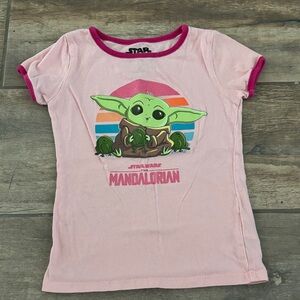 Star Wars Pink Mandalorian Tee with Baby Yoda